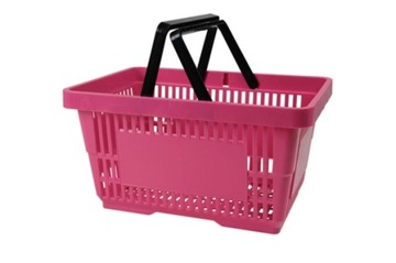 Розовая пластиковая корзина для покупок 22л.