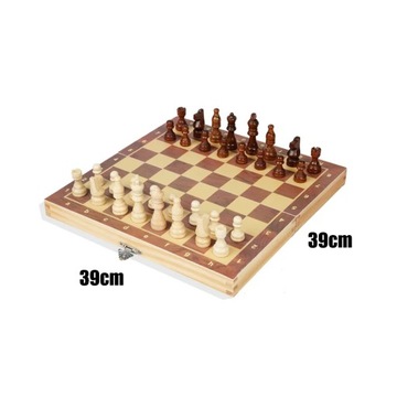 Nowy drewniany backgammon składany duża plansza szachy magnetyczne 34 zest