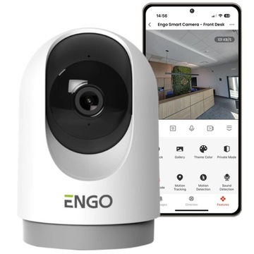 ENGO INTERNETOWA KAMERA WI-FI WEWNĘTRZNA OBROTOWA 360° 2,4 GHz 4Mpx ECAM