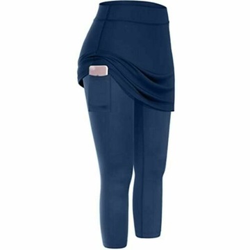 Damskie legginsy fitness ze spódnicą i kieszeniami