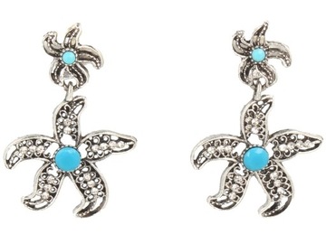 Зажимы для ушей, висящие цветы с голубым глазком