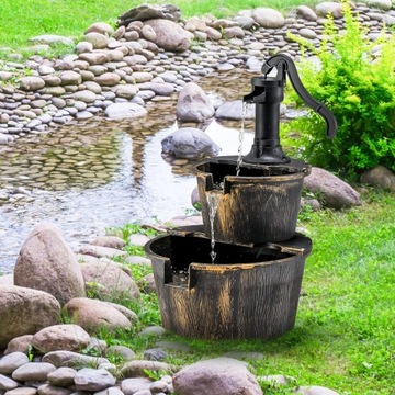 Садовый фонтан с водяным насосом как украшение сада, газона или террасы.