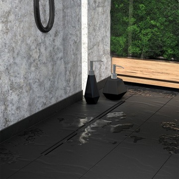 ODPŁYW LINIOWY 90CM CZARNY SLIM WĄSKI RUSZT STAL NIERDZEWNA LAVEO