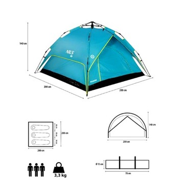 SAMOROZKŁADAJĄCY NAMIOT KEMPINGOWY TURYSTYCZNY