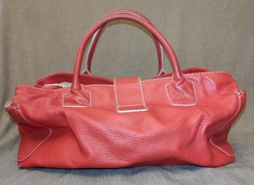 ZARA duża skórzana czerwona torebka torba damska 40x21 cm
