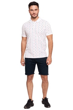 РУБАШКА ПОЛО МУЖСКАЯ, 100% ХЛОПОК, БЕЛАЯ, КАРТОЧНЫЙ УЗОР, ЭЛЕГАНТНЫЙ МОРАЖ, XL