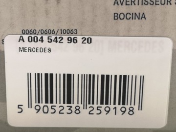 KLAKSON SIGNÁL ZVUKOVÝ MERCEDES-BENZ SLK R170 NOVÝ ORIGINÁLNÍ A0045429620