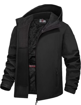 CIEPŁA KURTKA MĘSKA SOFTSHELL 5000 FUTERKO ZIMOWA KAPTUR CZARNA XXXXXXL 6XL