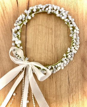 Причастный венок из искусственного гипса, синего и белого цвета.