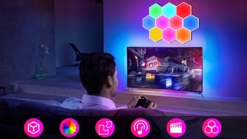 НАСТЕННЫЙ СВЕТИЛЬНИК ШЕСТИГРАННЫЙ МОДУЛЬНЫЙ СОТОВЫЙ, ВСПЫШКА RGB, 10 ШТ.