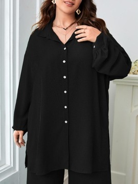 D0E123 CZARNY KOMPLET KOSZULA I SPODNIE PLUS SIZE SHEIN 2XL