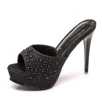 ELEGANCKIE KLAPKI NA SZPILCE 12cm DAMSKIE AS4447