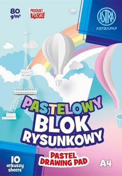 BLOK RYSUNKOWY 80g A4/10k. PASELOWY ASTRA PASTEL
