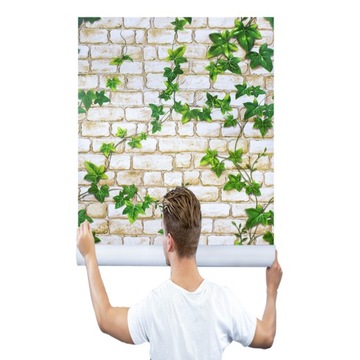 САМОКЛЕЯЩИЕСЯ НАСТЕННЫЕ ОБОИ ИМИТАЦИЯ ЛИСТЬЕВ ПЛЮЩА 3D ЭФФЕКТ 10м