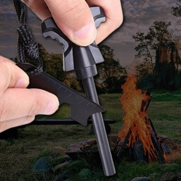 KRZESIWO MAGNEZOWE WOJSKOWE ROZPAŁKA OGIEŃ MAGNETYCZNE CAMPING SURVIVAL
