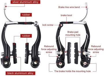 MTB велосипед V-brake черного цвета спереди и сзади.