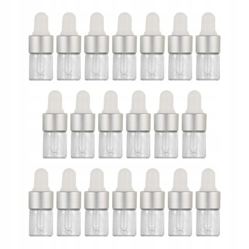 20x Szklane Buteleczki z Zakraplaczem Srebrne 1ml