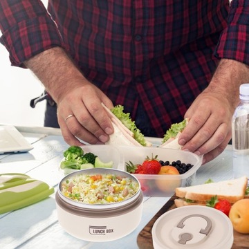 PUDELKO ŚNIADANIOWE LUNCH BOX IZOLOWANA BENTO Z PRAKTYCZNYM UCHWYTEM