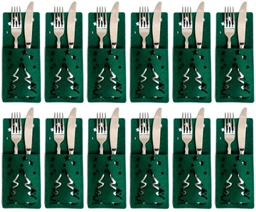 ŚWIĄTECZNE POKROWCE ETUI NA SZTUĆCE 12szt Filc