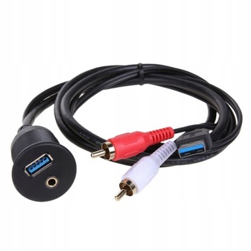 USB 3.0 i 3.5mm AUX na USB3.0 2 przedłużacz RCA pł