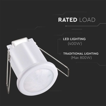 Podtynkowy czujnik ruchu i zmierzchu IR 400W biały