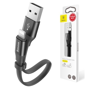 23cm Krótki Kabel Power Bank Apple CarPlay iPhone 8 SE X XR XS 11 12 13 14