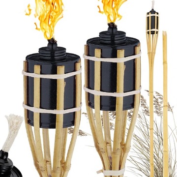 4x САДОВЫЙ ДЕКОРАТИВНЫЙ БАМБУКОВЫЙ ФАКЕЛ ОТ КОМАРОВ, МЫЛИ, ФИТИЛЬ XXL, 90 СМ