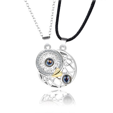 2 sztuk odległość magnetyczna Sun Moon naszyjnik d