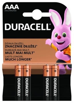4x BATERIA ALKALICZNA DURACELL LR03 AAA R03 MN2400