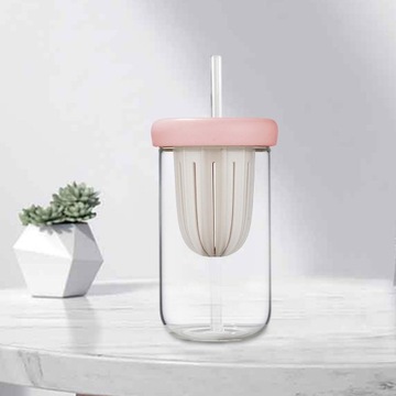 Бутылка Bubble Tea Cup с трубочкой для смузи Smoothies розовая 450мл