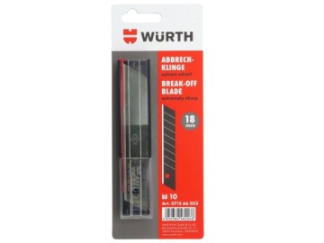 ЗАМЕННЫЕ ЛЕЗВИЯ WURTH ДЛЯ НОЖА 18мм 10 шт.
