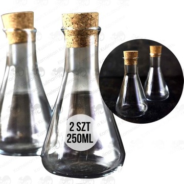 KARAFKA SZKLANA Z KORKIEM na OLEJ OCET 250ml 2szt
