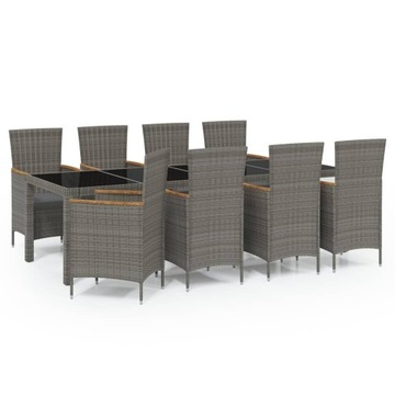 Комплект садовой мебели VidaXL 3059340 техноротанг серый 9 шт.