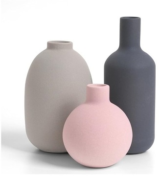 WAZON CERAMICZNY DEKORACYJNY ZESTAW 3 SZT PASTELOWE WAZONY LOFT NA KWIATY