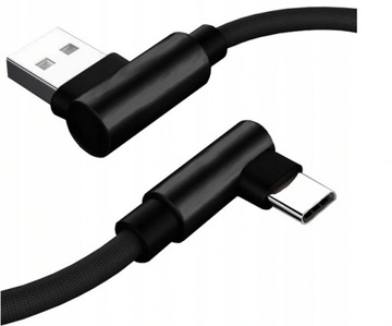 Kabel USB - USB typ C Kątowy czarny