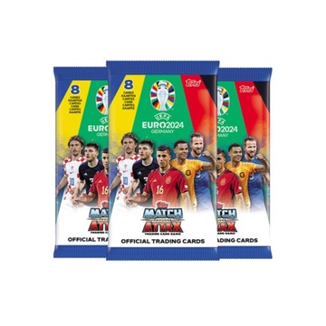 KARTY PIŁKARSKIE DO ALBUMU EURO 2024 TOPPS MATCH ATTAX 3 SASZETKI 24 KARTY