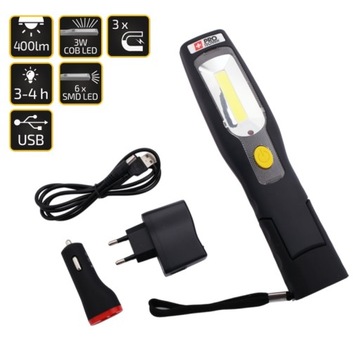 Lampa warsztatowa bezprzewodowa 3W COB + 5 LED