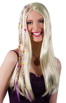PERUKA HIPISKA Z WARKOCZYKAMI DŁUGA BLOND 86064