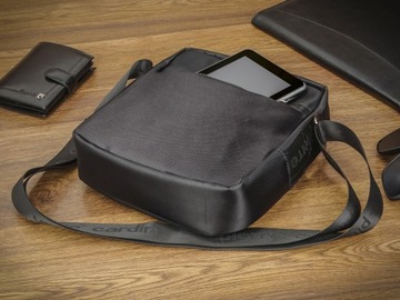 СТИЛЬНАЯ черная мужская сумка через плечо Pierre Cardin Сумка-мессенджер с длинным ремешком