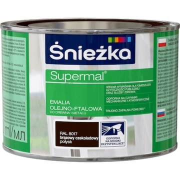 ŚNIEŻKA Supermal Emalia Olejno-Ftalowa Brązowy Czekoladowy Połysk 400ml RAL