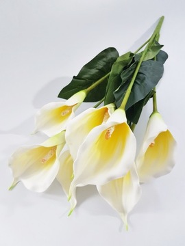 БУКЕТ ИСКУССТВЕННЫЕ ЦВЕТЫ 7 шт. БЕЛЫЙ+ЖЕЛТЫЙ КАЛЛИ.