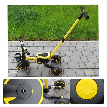 Трехколесный велосипед для ДЕТЕЙ 3 в 1, беговой толкатель, свободное колесо, резиновое колесо