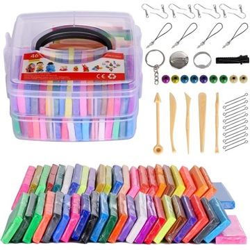 БОЛЬШОЙ НАБОР ПЛАСТИЦИНА 46 ЦВЕТОВ 46ШТ С ХРАНЕНИЕМ + АКСЕССУАРЫ