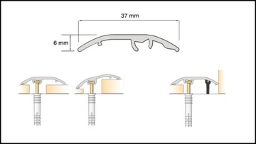 САМОКЛЕЯЩАЯСЯ Пороговая планка алюминиевая 37мм x 93см, ДУБ НОРВЕЖСКИЙ