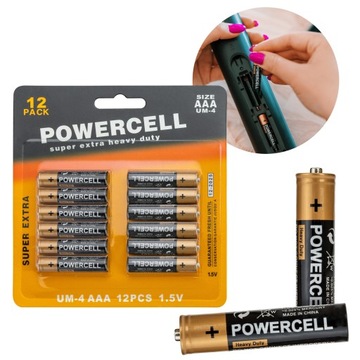 ЦИНК-УГЛЕРОДНЫЕ БАТАРЕИ POWERCELL AAA (R3) 12 шт.