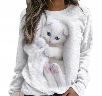 BLUZA DAMSKA NADRUK 3D SŁODKI KOTEK KOT KOCIAK 2XL
