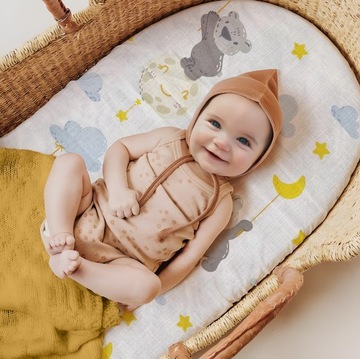 PRZEŚCIERADŁO DO GONDOLI wózka DO KOŁYSKI Z GUMKĄ 80x40 BAWEŁNA 100% Bubi