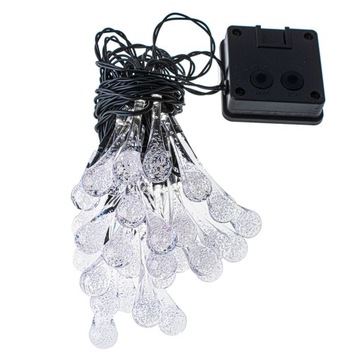 Lampki LED solarne ogrodowe ozdobne sople wiszące 6,5m 30LED zimny biały