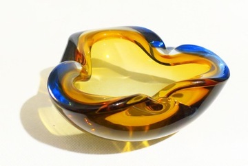 PATERA MURANO SKRĘCONA NIEBIESKO ŻÓŁTA 16 x 16 CM