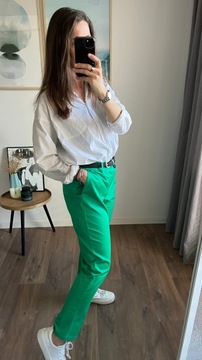 Spodnie zielone eleganckie chinosy do pracy modne klasyczne 42 L/XL